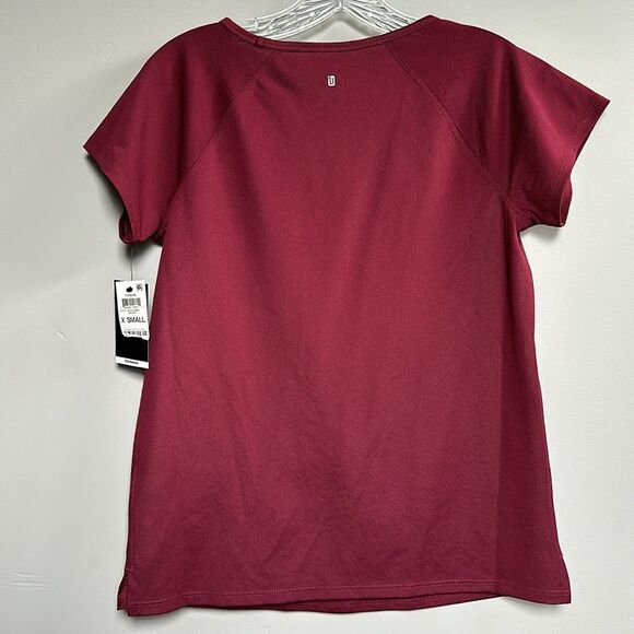 NWT Macy's x Ideology Lightweight Textured Short Sleeve Activewear Tee Maroon XS - Picture 5 of 13
